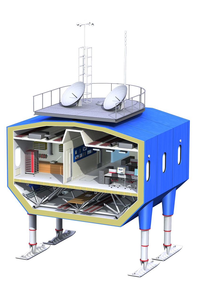 Cut-away section science module