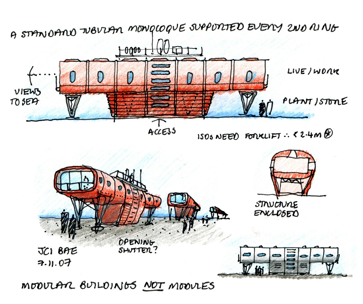 Concept sketch for Juan Carlos 1 Spanish Antarctic Base