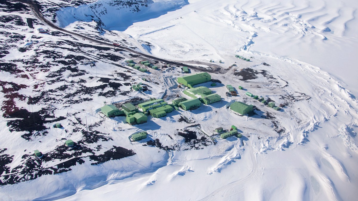 Aerial view of the existing Scott Base