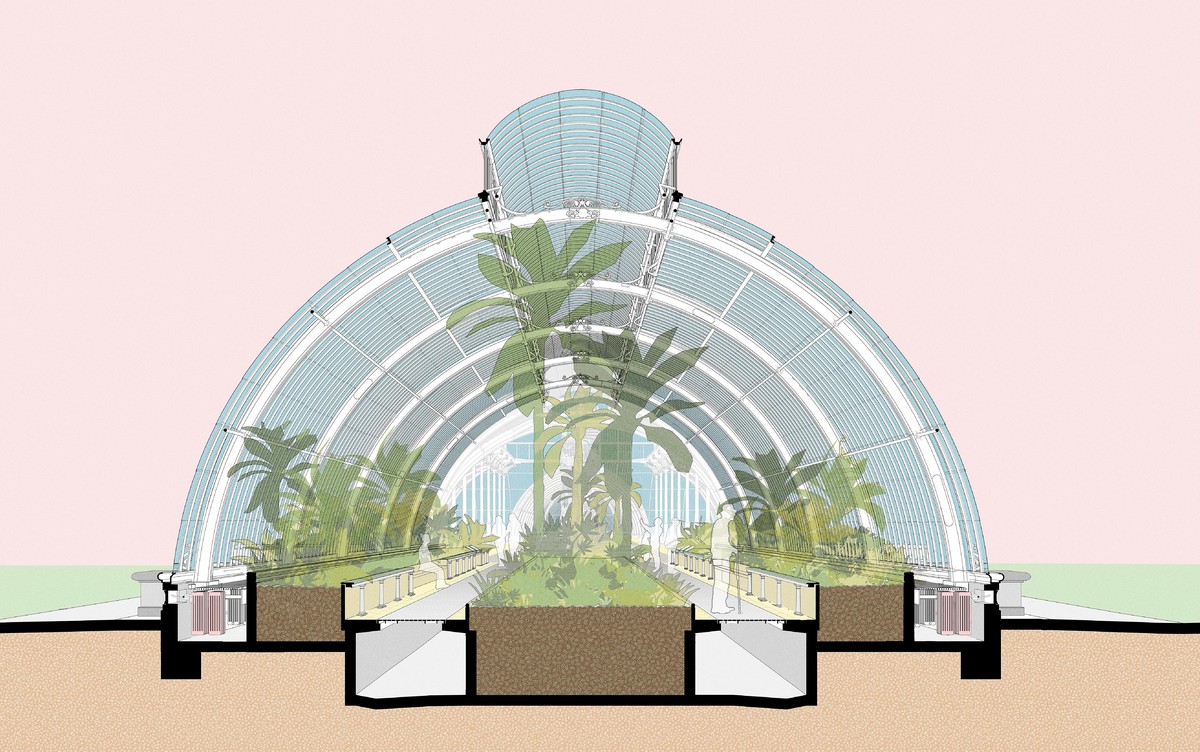 Cross sectional perspective of the Palm House