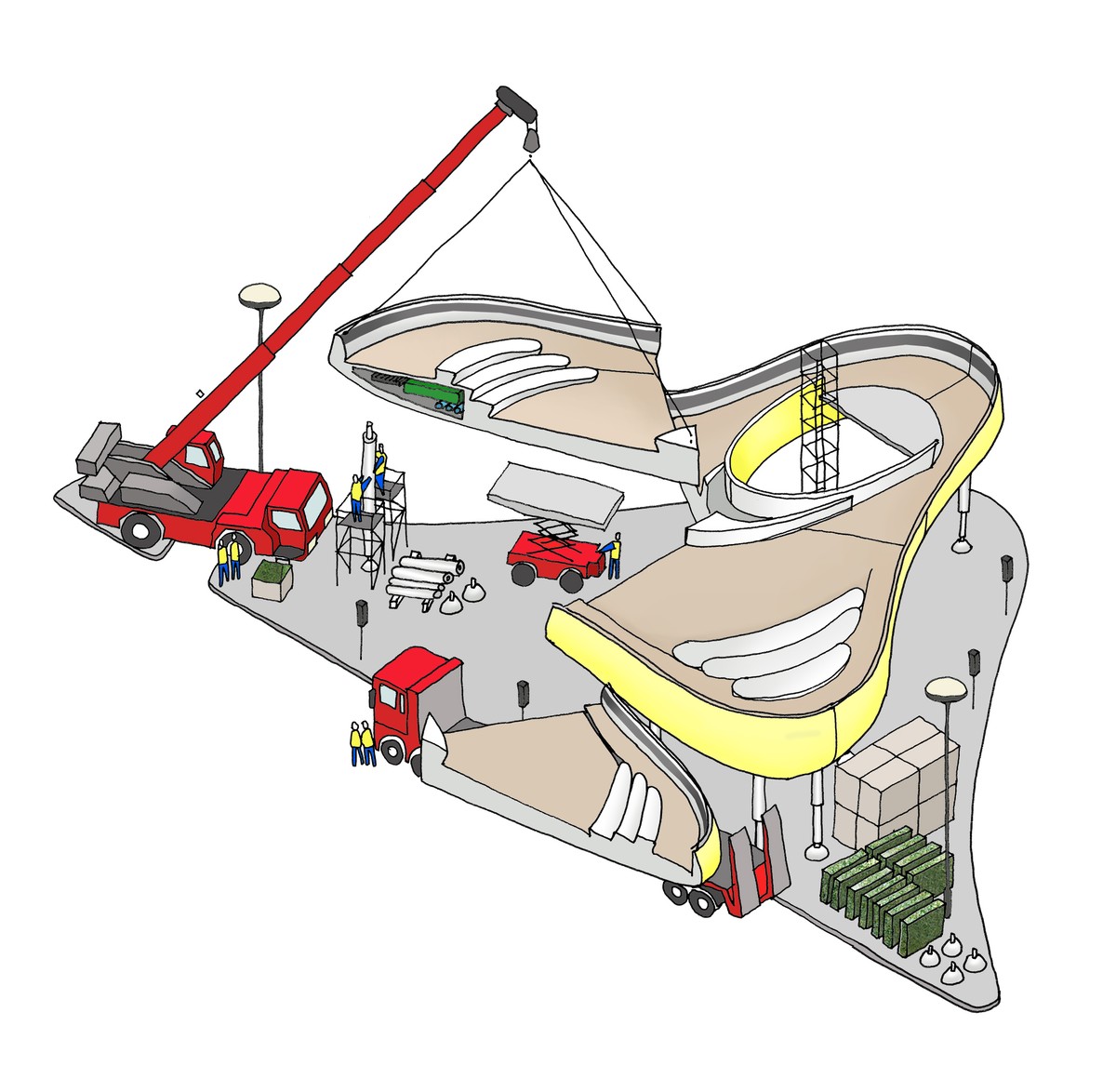 Sketch illustrating construction methodology