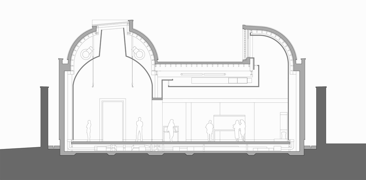 Cross section through galleries